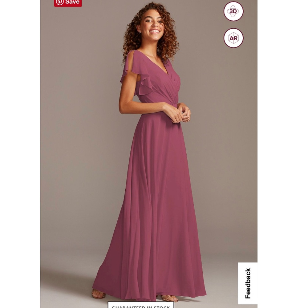 David’s Bridal Flutter Sleeve Full Skirt Bridesmaid Dress size 8
